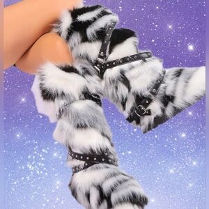 Stylish Black and White Fur Boots